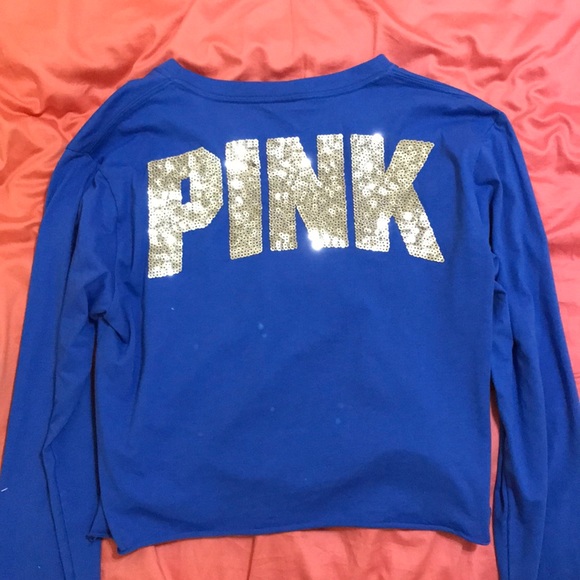 PINK Blue Long Sleeve Cropped Tee 💙 - Picture 3 of 4